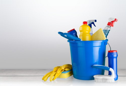 Cleaner working in a modern flat in Roehampton